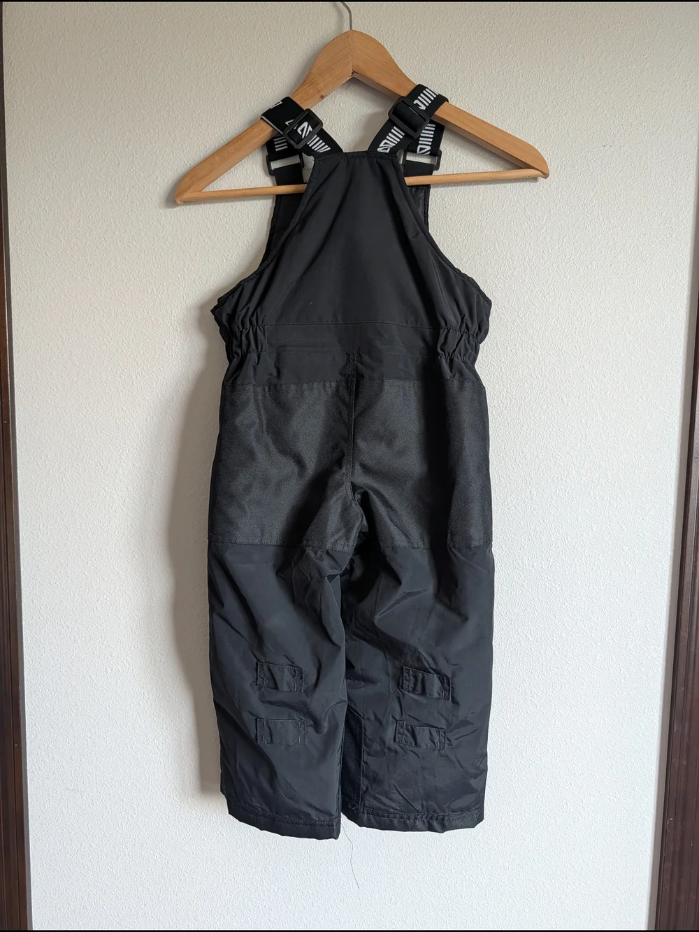Kids Black Puffer Snow Bib with Adjustable Branded Straps